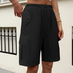 Drawstring Loose Women Shorts with 4 Pockets Quick Dry Elastic Outdoor Running Shorts Summer Breathable Casual Shorts