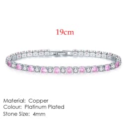 Chic 4mm Round Colorful Crystal Tennis Bracelets Silver Color Adjustable Folding Buckle Chain Bracelet on Hand Fashion Jewelry