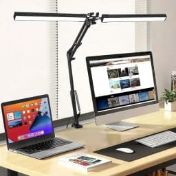 Double Head Led Desk Lamp, Eye-Caring Desk Light with Clamp, Adjustable Flexible Goose-NeckTask Lamp for Home Office Study