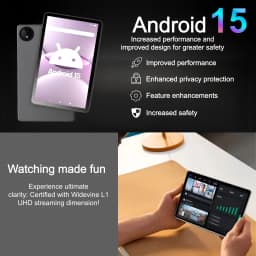 KOOMDIGI W87 8.68 Inch Android 15 Tablet, 16GB RAM (6GB + 10GB Extended) 128GB ROM, 1340x800 UHD Incell Display, 5G WiFi, Dual Camera, 5000mAh Battery, Widevine L1, GPS, GMS, Google Tablet with Case, USB-C Cable & Screen Protector