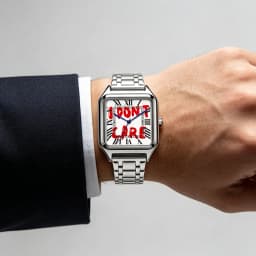 Ladies' Men Square Luxury Watch, Slogan Text on the Large Dial, 30-Meter Water Resistance, Elegant Design, Stainless Steel Strap