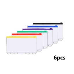 2024 New PU Leather Notebook A6 Binder DIY Planner Organizer 8 Zipper Pockets 12Pcs Budget Sheet 2Pcs French Alphabet Stickers