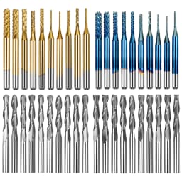 Laser Woodworking Milling Cutter Tools Titanium Coat End Mill 3.175mm Nano Blue Coat Cutting Wood Engraving Bits for TTC450 Pro