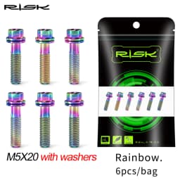 6pcs/bag RISK Bike Stem Bolts Bicycle Handlebar Fixing Screws Titanium Alloy M5x16 M5x18 M5X20 Hex Socket Head