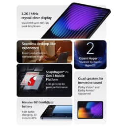 Xiaomi Pad 7 Tablet Global Version Snapdragon 7+ Gen 3 11.2" 3.2K 144Hz Display Adreno GPU 45W Turbo charge 8850mAh