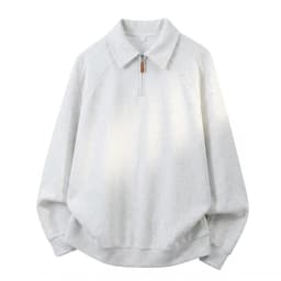 TFETTERS Eu Size 2026 Men Half Zip Collared Sweatshirt Autumn Heather Gray Pullover Loose Fit Casual Daily Long Sleeve Sweat Top