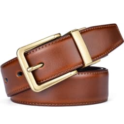 1Pcs Men's Leather Reversible Belts Casual Adjustable Antique Style Rotated Buckle Belt 2 In 1