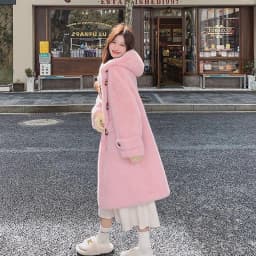 Lamb Fur Jackets Women Overcoat Winter New Plus velvet Thick Warm Parker Jacket Loose Horn Buckle Long Cute Hooded Coat Outwear