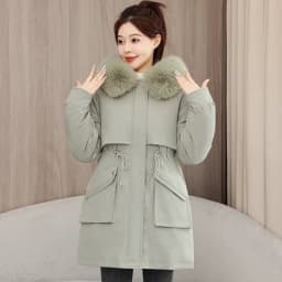 2026 New Winter Coat Down Padded Jacket Women Parkas Fur Collar Thick Hooded Cotton Coats Black Casual Outerwear Female Clothes