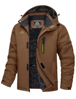 Men's Winter Jacket Waterproof Windproof Fleece Lined Parka Warm Thermal Coat with Removable Hood Outdoor Ski Snowboard Jacket