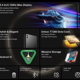 Teclast T65 Android 16 Tablet 120Hz Unisoc T7280 13.4'' Tddi, (8Gb+12Gb)20Gb Ram, 128Gb Rom, 8-Core Tablets, Mali-G57, 1920X1200, 8000Mah, 4g Volte, Wifi, Gps, 13Mp+5Mp