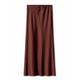 New In 2026 Spring Summer Solid Color Satin Long Skirt For Women High Waist Lace-Up Fashion Elegant Faldas