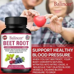 Beetroot Capsules Organic Beetroot Powder Extract + Black Pepper Nitric Oxide Production Blood Circulation Blood Pressure Health