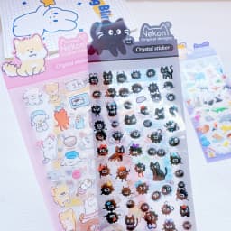 NEKONI Creative Animals Cartoon Crystal Stickers Scrapbooking DIY Journaling Stationery Diary Cute Stickers School Supplies
