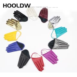 Women Sexy PU Leather Gloves Punk Dancing Half Palm Gloves Street Dance Performance Party Show Costume Fingerless Gloves Mittens