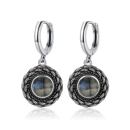 New Elegant Natural Kyanite S925 Silver Drop Earrings for Women Vintage Jewelry Wedding Engagement Hoop Earrings Gifts
