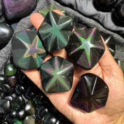 1pc Rainbow Obsidian Five-Pointed Star Carving - Deep Purple to Black Gradient, Polished Natural Stone Decor for Home, Office