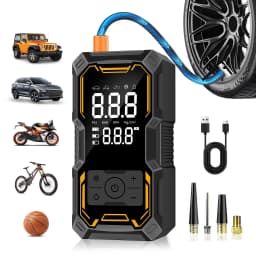 Portable Tire Inflator 150PSI, 3X Faster Wireless Air Pump, Digital Display, LED Light, USB Charging for Car, Moto, Bike, Ball