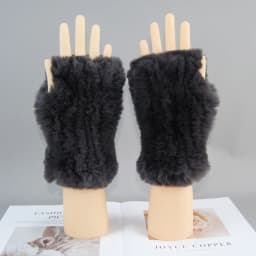 2026 New Fashion Real Rex Rabbit Fur Gloves Women Winter Genuine Fur Mittens Girl Fingerless Gloves Wrist Warmer Elastic Fluffy
