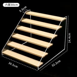 3-6 Layer Transparent Display Rack & Wooden Ladder Storage Shelf, Dustproof Organizer Stand for Cupcakes, Model Toys