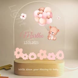 Customized Baby Birth Night Light Personalized Name Animal Bear Bunny Rabbit with USB Lamp for Bedroom Birthday Christmas Gift
