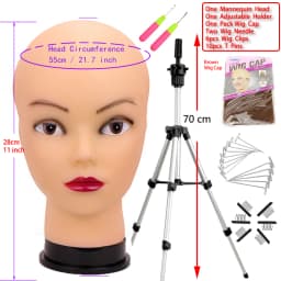 New Mannequin Head Wig Stand With Adjustable Wig Tripod Stand Holder For Wigs Making Display With T Pins /Wig Cap For Free Gift