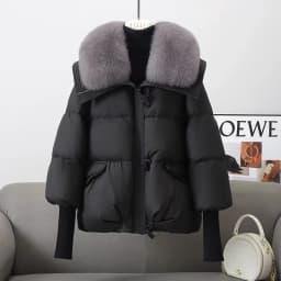 2026 Winter Down Cotton Short Padded Jacket Women Parkas Fur Collar Thick Cotton Coats Clothes Black Casual Outerwear Female New