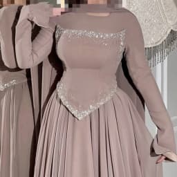 Women Fashion Sequins Beadings Solid Long Dress Elegant Wedding Guest Gowns Dress Casual O-Neck Scarf Long Sleeve Peplum Dress