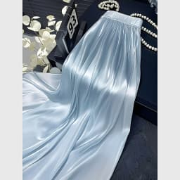 Women Summer Simplicity Office Lady Solid Color Satin Skirt Ladies Fashion Appear Thin High Waist All-match Trend A-line Skirt