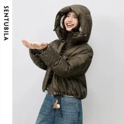 SENTUBILA Women's Winter Down Jacket 90% White Duck Down Puffy Puffer 2026 Winter Petite Bubble Coat Warm Outerwear W54YC1771X