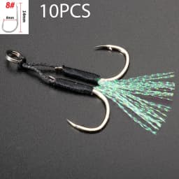 10 Pairs Cast Jig Assist Hook High Carbon Steel Angle Barbed Thread Feather Fishing Tackle Slow Jigging Tool Pesca Lure Fishhook