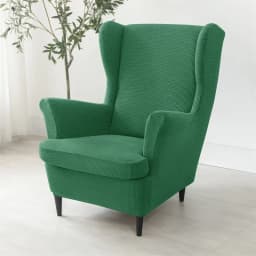 Polar Fleece Wing Chair Cover Stretch Spandex Wingback Armchair Covers Solid Color Relax Sofa Slipcovers With Seat Cushion Cover