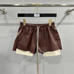Women's Fashion Basic PU Leather Four Corner Pockets Comfortable Shorts New Versatile Black Short Pants