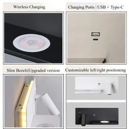 Multifunction Wall Lamp With Led Phone Wireless Charger Shelf Night Lighting Table Bed Reading Bedroom Hotel Bedside USB Sconces