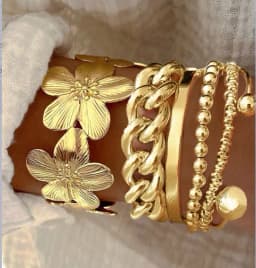 Vintage Elegant Multi-Piece Stacking Bracelets Set Fashion Minimalist Delicate Floral Geometric Smooth Bangle Holiday Jewelry