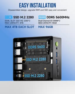 GMKtec K8 Plus Gaming Desktop PC AMD R7 8845HS Gaming Mini PC 8-core 16-thread 32GB DDR5 1TB SSD Work Computer PC Mini Computer