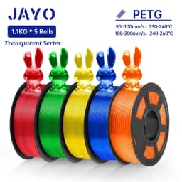 JAYO 5Rolls PETG Filament 1.75MM 1.1KG/Roll 3D Printer Filament PETG High Toughness for FDM 3D Printing Material