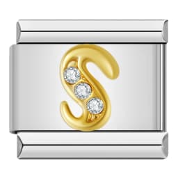 Hapiship Shiny CZ 26 Letters A-Z Italian Charms Gold Plated 9mm Stainless Steel Modular Bracelet DIY Jewelry DJ2479
