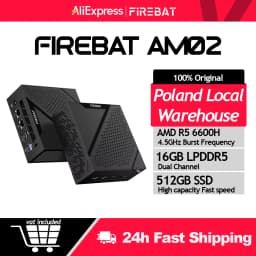 FIREBAT MINI PC AM02 AMD Ryzen 5 6600H 16GB LP DDR5 512GB SSD Windows 11 WIFI6 BT5.2 Portable Desktop Computer Network Port HDMI