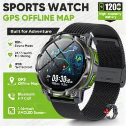 Men Military Built-in GPS Smart Watch Offline Map Navigation 1200mAh Battery Altimeter Compass Sports Watch For iOS Android 2026