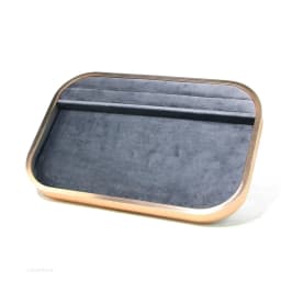 Pink Beige Gray Premium Metal Edge Inside Velvet Jewelry Tray Necklaces Rings Pendants Bracelets Storage and Display Tray
