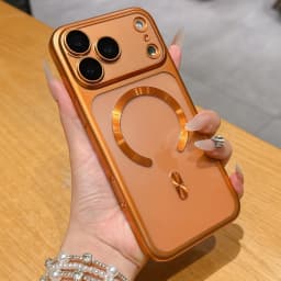 Luxury Matte Plating for Magsafe Case for iPhone 18 17 Pro Max 16 15 Hard Shockproof Lens Film Translucent Cover for iPhone Air