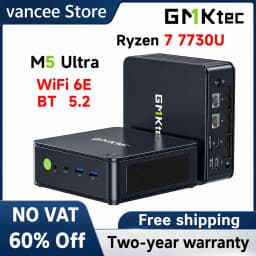 GMKtec Mini PC M5 Plus AMD Ryzen7 5825U M5 Ultra AMD Ryzen7 7730U DDR4 3200MT/s NVMe PCIe3.0 Wifi6E BT5.2 Win11 Pro Desktop Gaming Computer