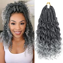 Goddess Box Braids Crochet Hair 8 Inch Pre Looped Boho Crochet Braids with Curly Ends, 8 Packs Synthetic Crochet Hair for Women