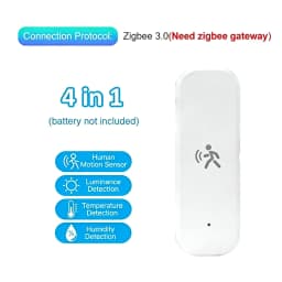 Tuya Zigbee Human Motion Sensor 4-in-1 Detector with Luminance Temperature Humidity Sensor 10G MmWave Radar Smart Life APP