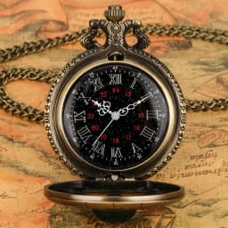 Y2K Cartoon Anime Round Pointer Quartz Watch Vintage Rhinestone Cosplay Necklace Chain Watch For Women Men Collector Gift