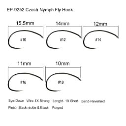 Aventik Eupheng 50pcs Competition Barbless Fly Fishing Hook Tying Materails Dry Nymph Shirmp Wet Caddis Fly Hook Black Nickle