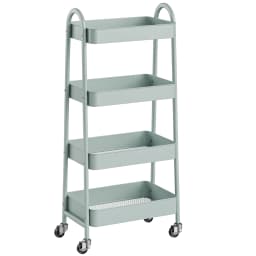 MCQ 4 Tiers Mobile Metal Frame Kitchen Cart Rolling Storage Shelf with Lockable Caster Wheels Organization Utility Cart for Livingroom Kitchen Narrow Places 