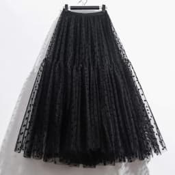 Boho Queens Women Polka Dot High Waist Pleated Ball Gown Maxi Skirt Fashion Mesh Loose Puffy Umbrella Fairy Cake Skirts