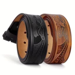 2024 High Quantity Western Leather Men Belts No Buckle Strap for Men Two Layer Embossed Cowhide Male Cowboy Belt Without Buckle